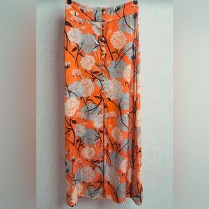 Free People Sammy Button Down Floral Orange Maxi Skirt
